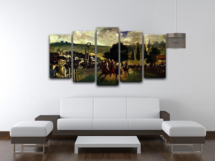 Race at Longchamp by Manet 5 Split Panel Canvas - Canvas Art Rocks - 3
