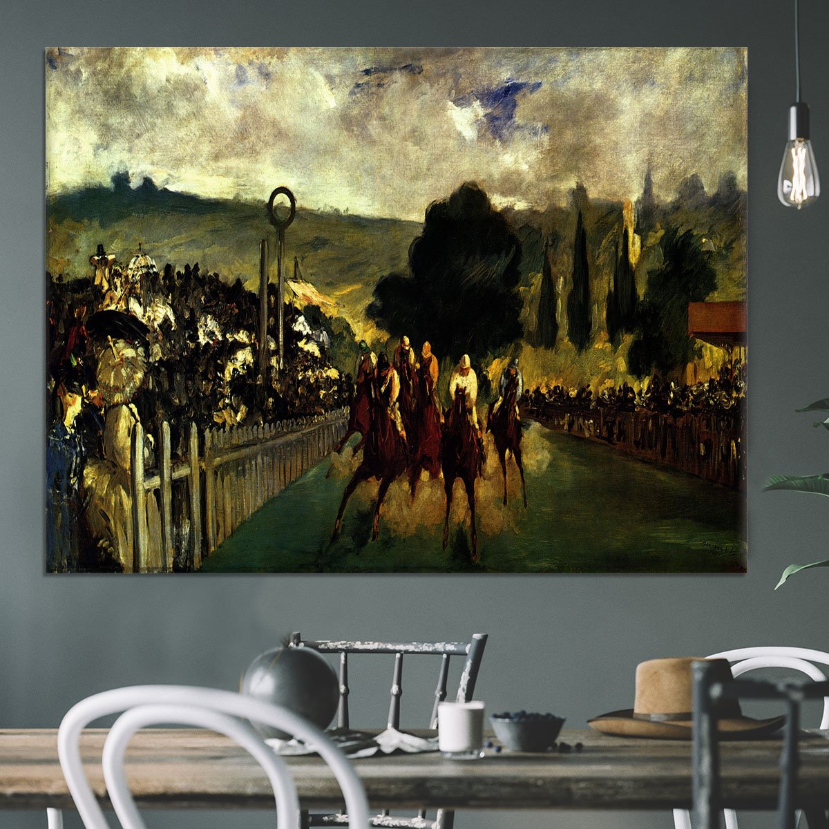 Race at Longchamp by Manet Canvas Print or Poster