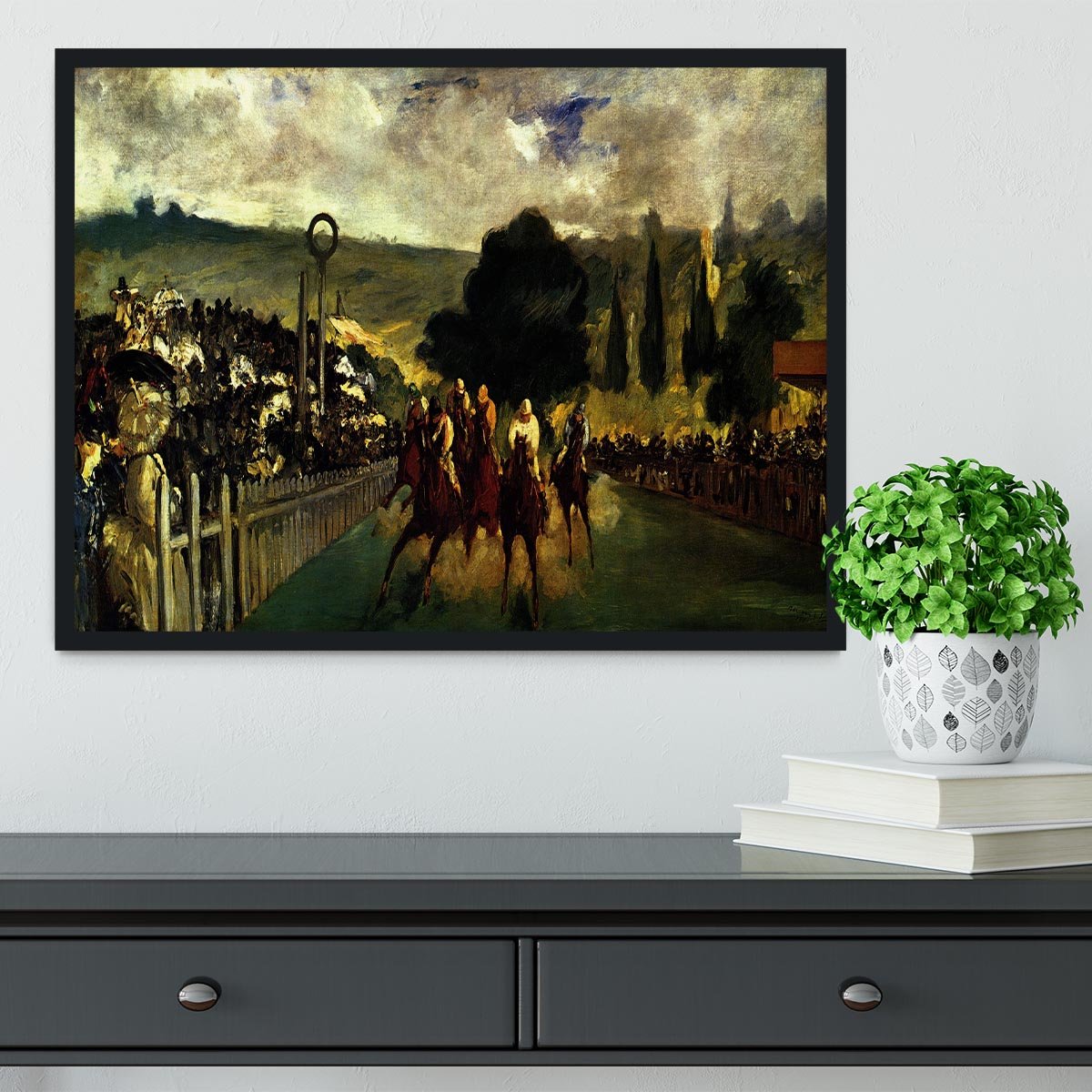 Race at Longchamp by Manet Framed Print - Canvas Art Rocks - 2