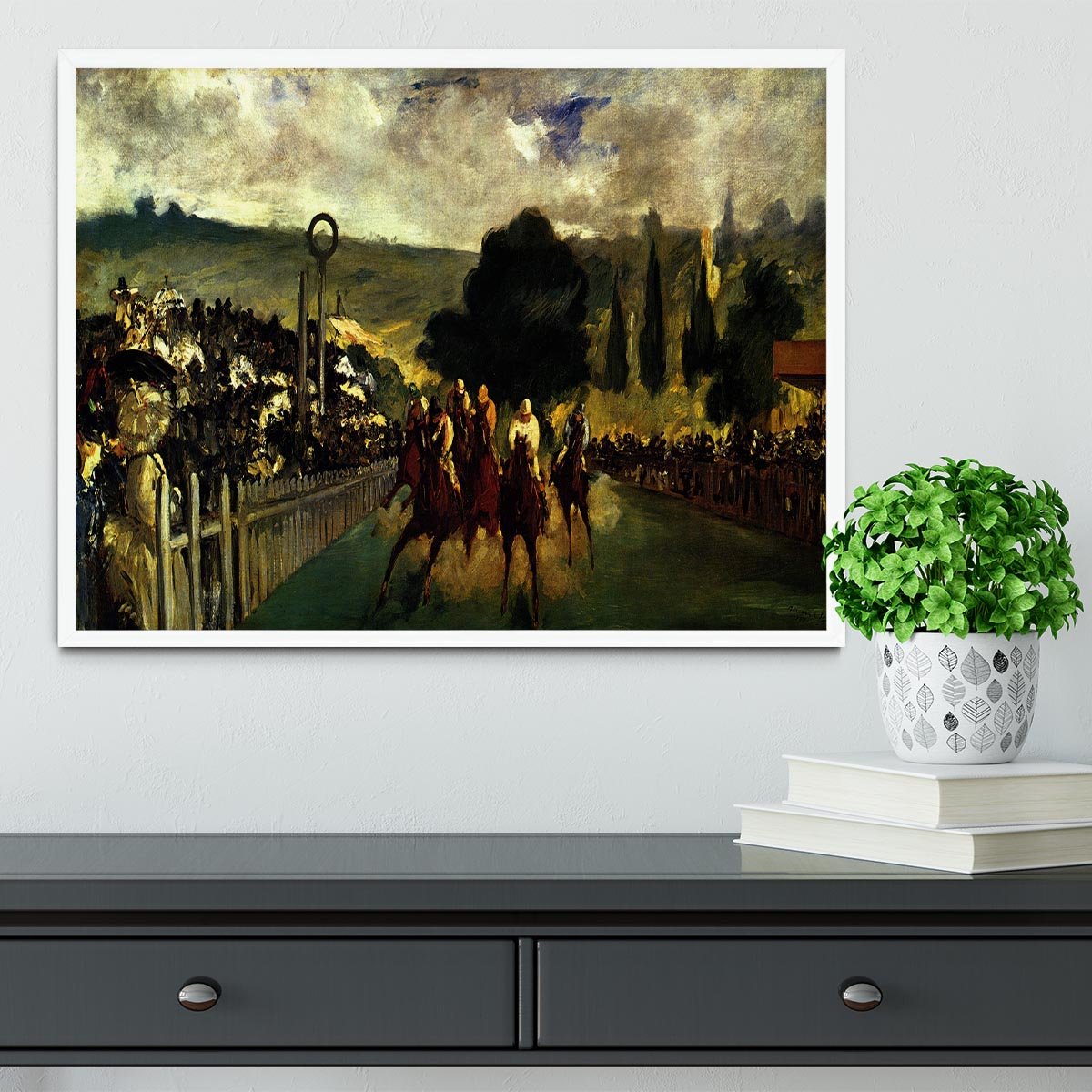 Race at Longchamp by Manet Framed Print - Canvas Art Rocks -6