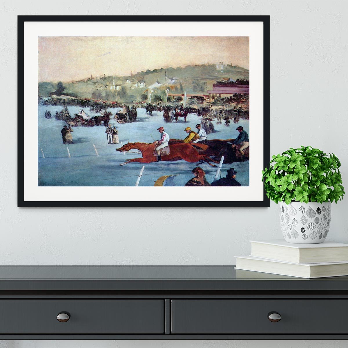 Races at the Bois de Boulogne by Manet Framed Print - Canvas Art Rocks - 1
