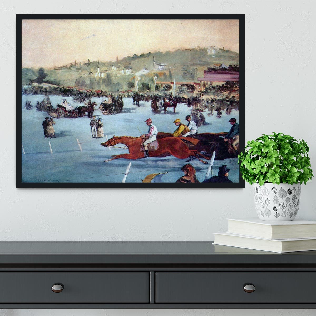 Races at the Bois de Boulogne by Manet Framed Print - Canvas Art Rocks - 2