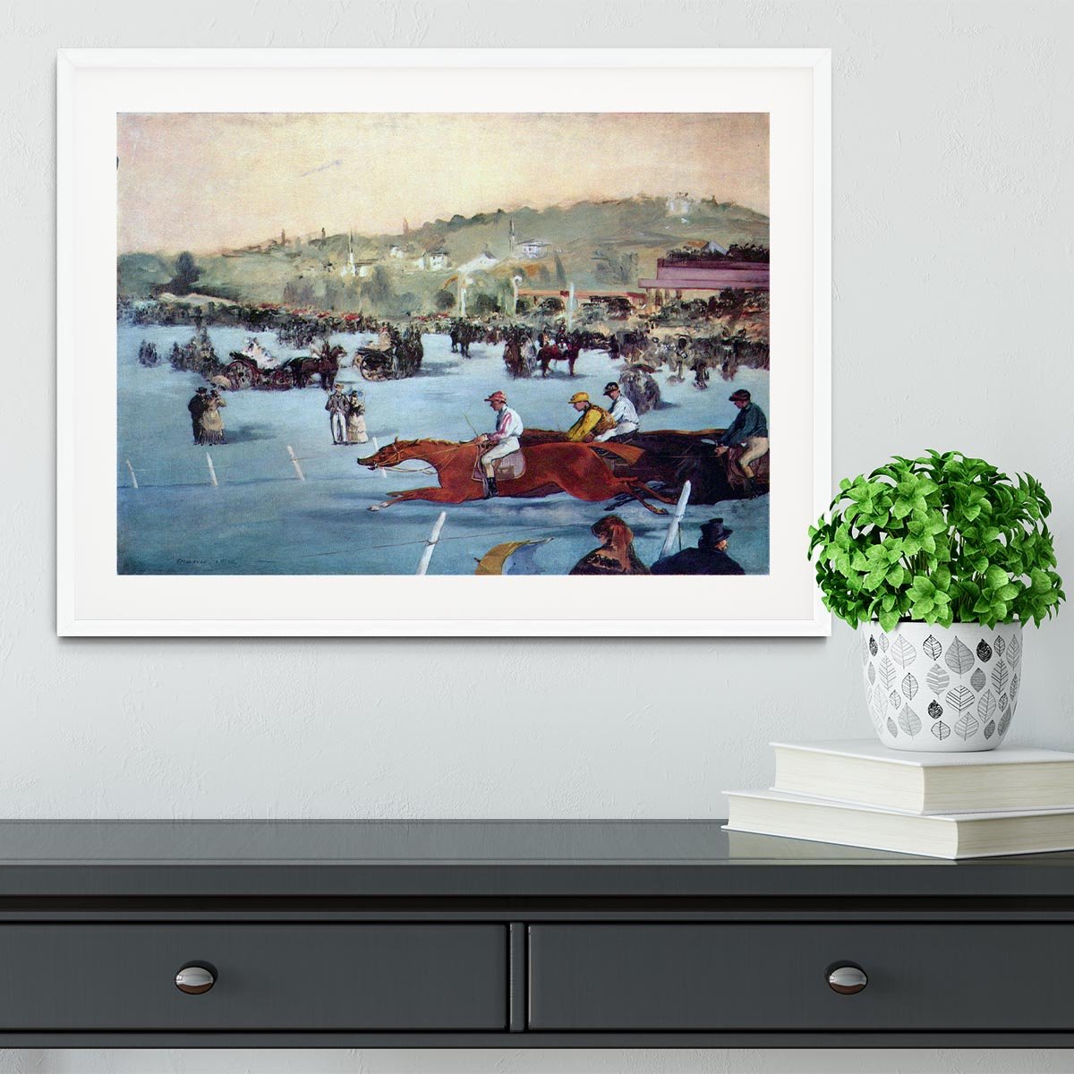 Races at the Bois de Boulogne by Manet Framed Print - Canvas Art Rocks - 5
