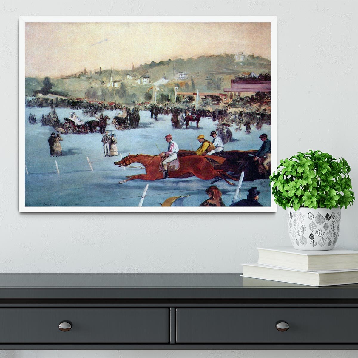Races at the Bois de Boulogne by Manet Framed Print - Canvas Art Rocks -6