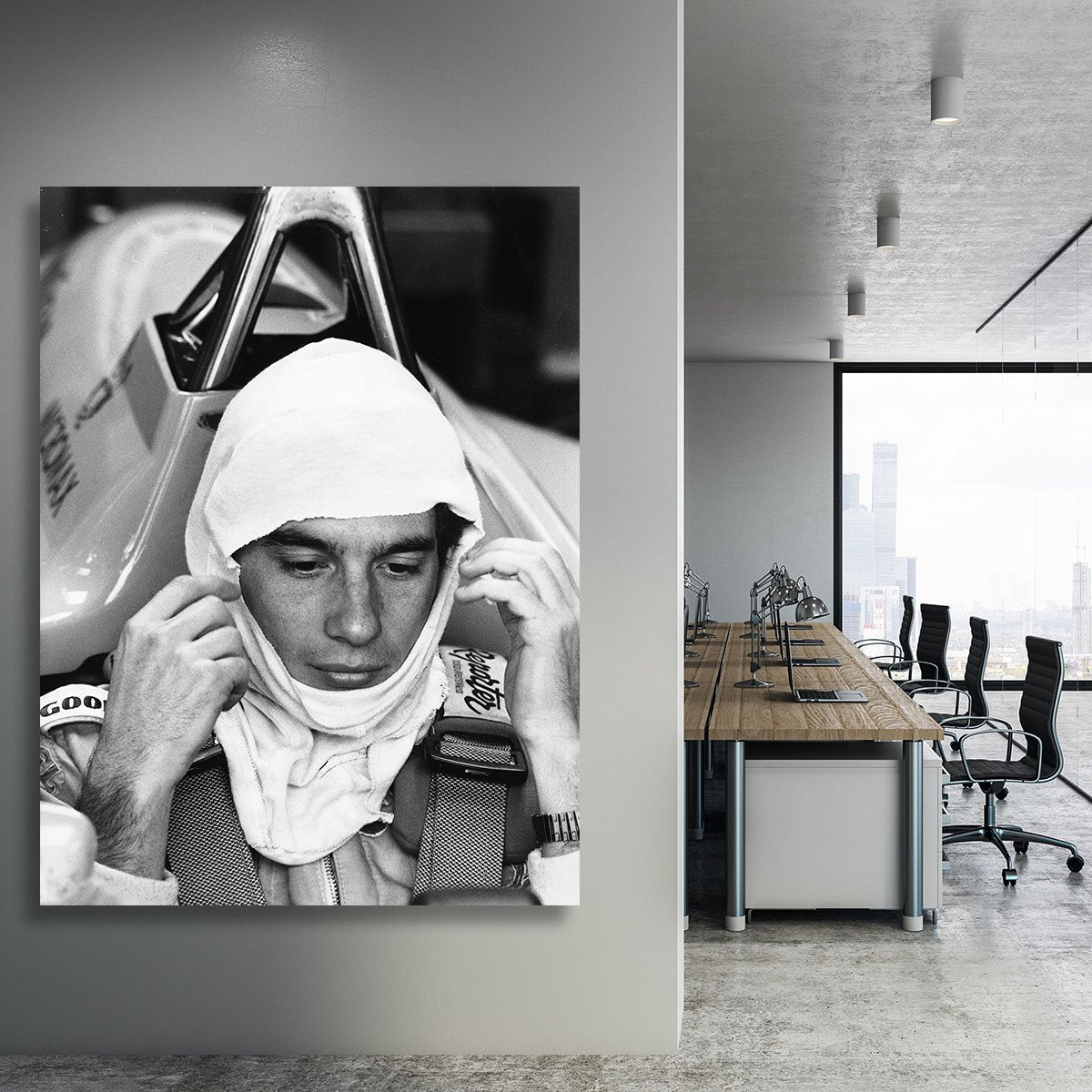 Racing driver Ayrton Senna at Silverstone Canvas Print or Poster