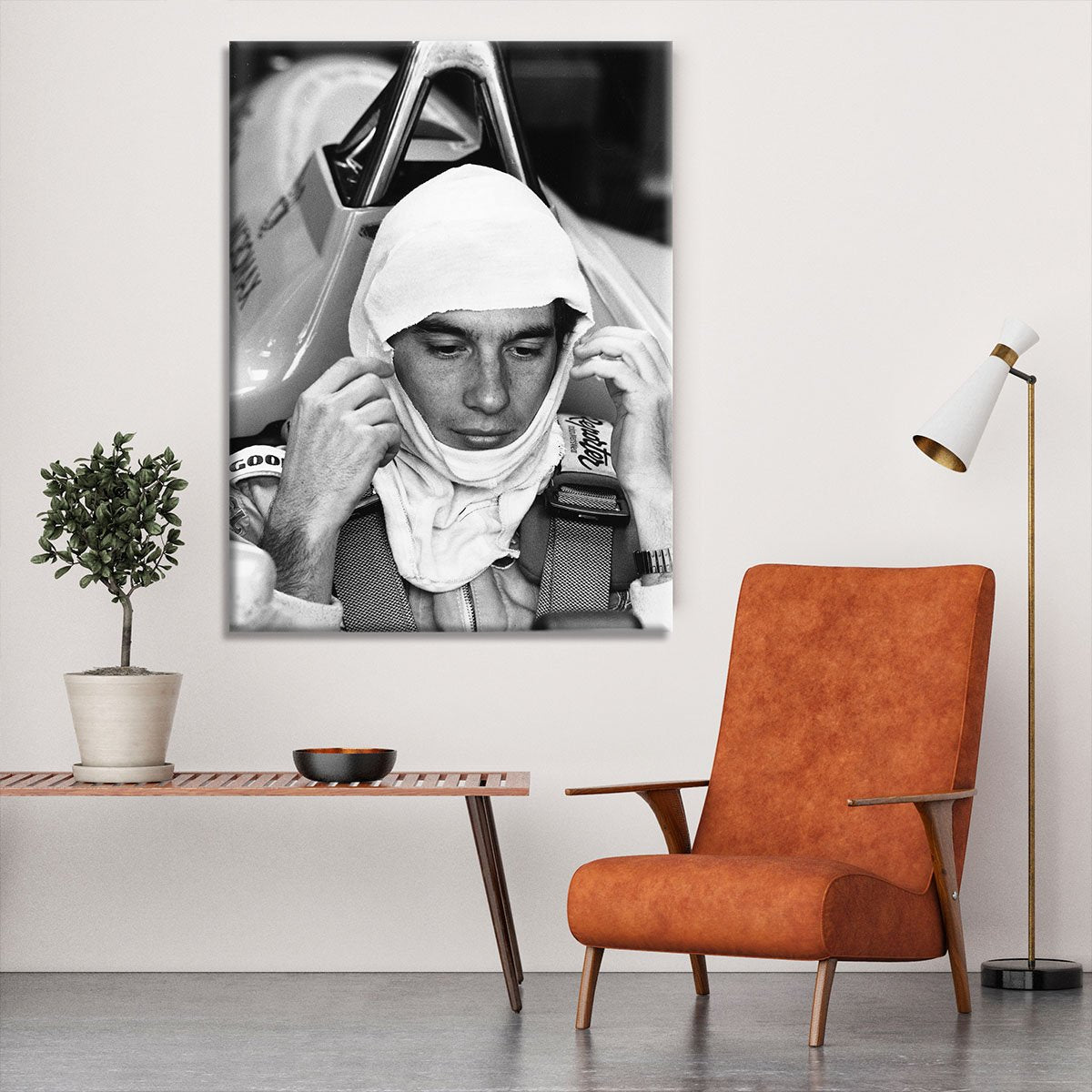Racing driver Ayrton Senna at Silverstone Canvas Print or Poster