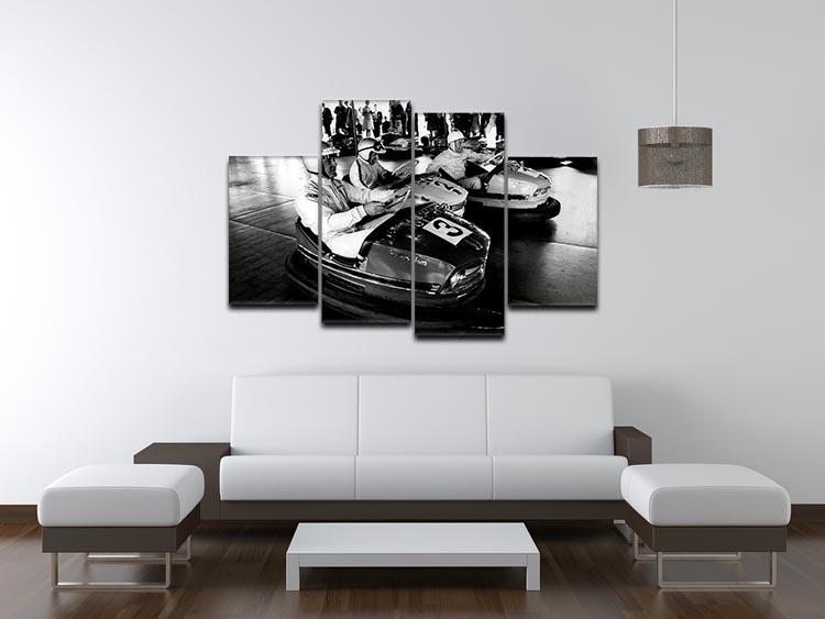 Racing drivers on the dodgems 4 Split Panel Canvas - Canvas Art Rocks - 3