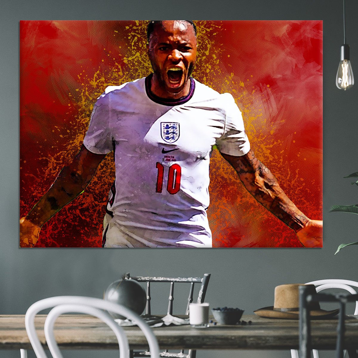 Raheem Sterling England Splatter Art Canvas Print or Poster