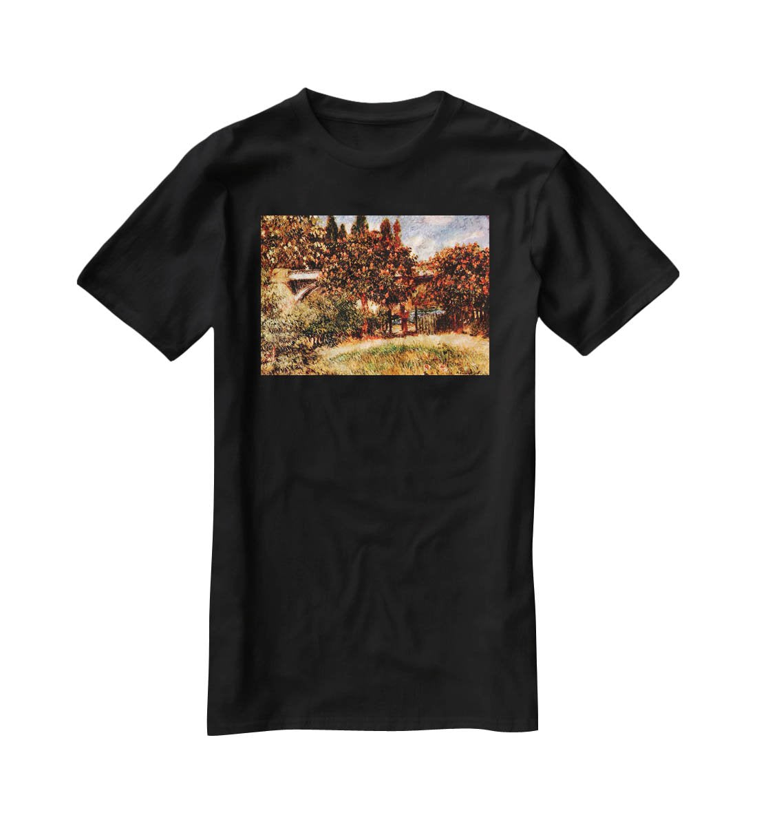 Railway bridge of Chatou by Renoir T-Shirt - Canvas Art Rocks - 1