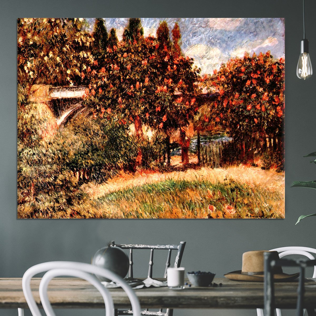 Railway bridge of Chatou by Renoir Canvas Print or Poster