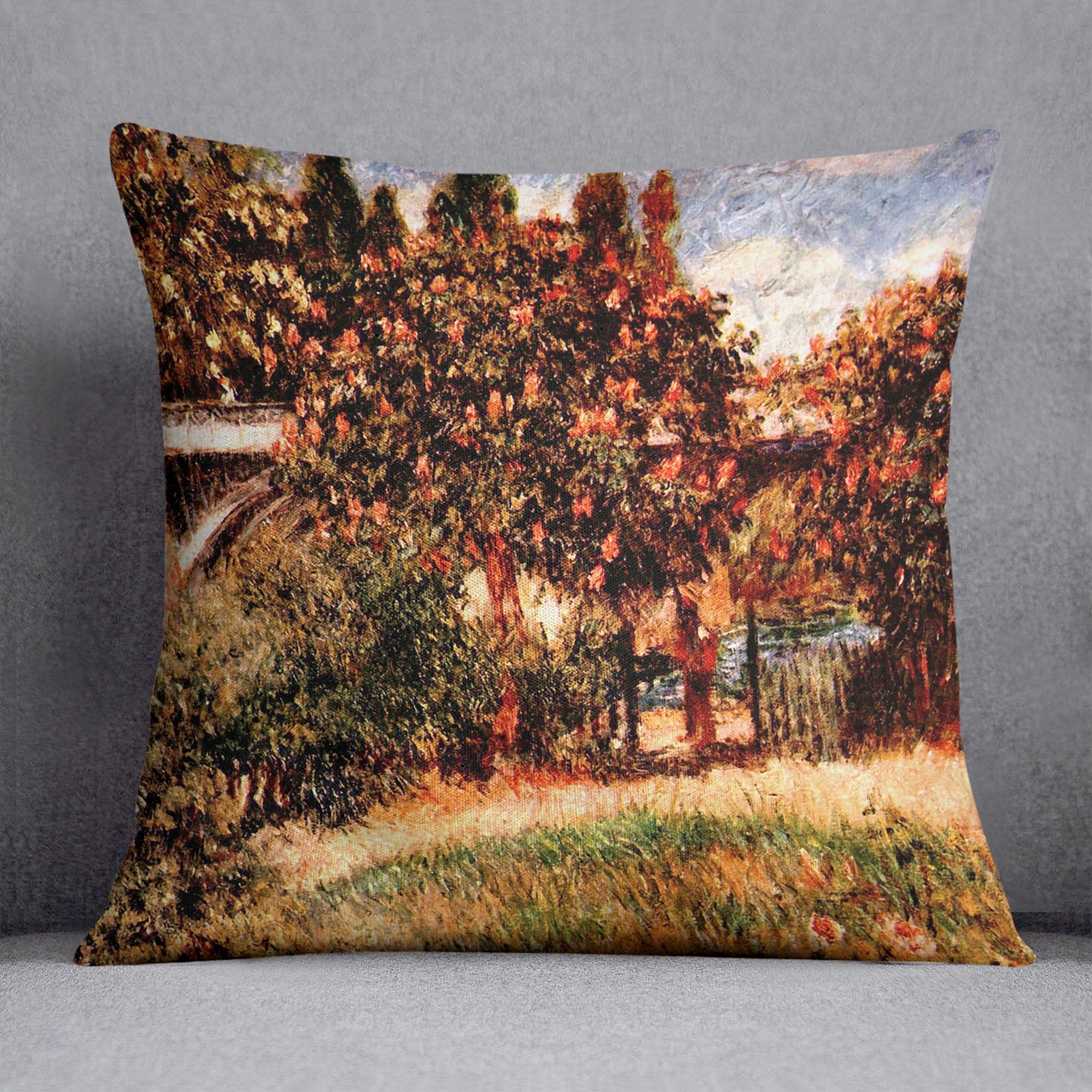 Railway bridge of Chatou by Renoir Throw Pillow