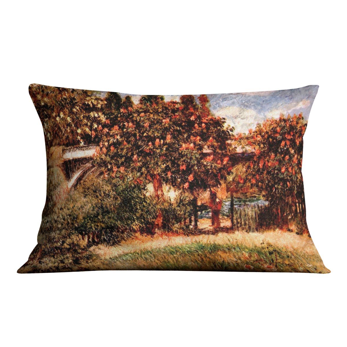 Railway bridge of Chatou by Renoir Throw Pillow
