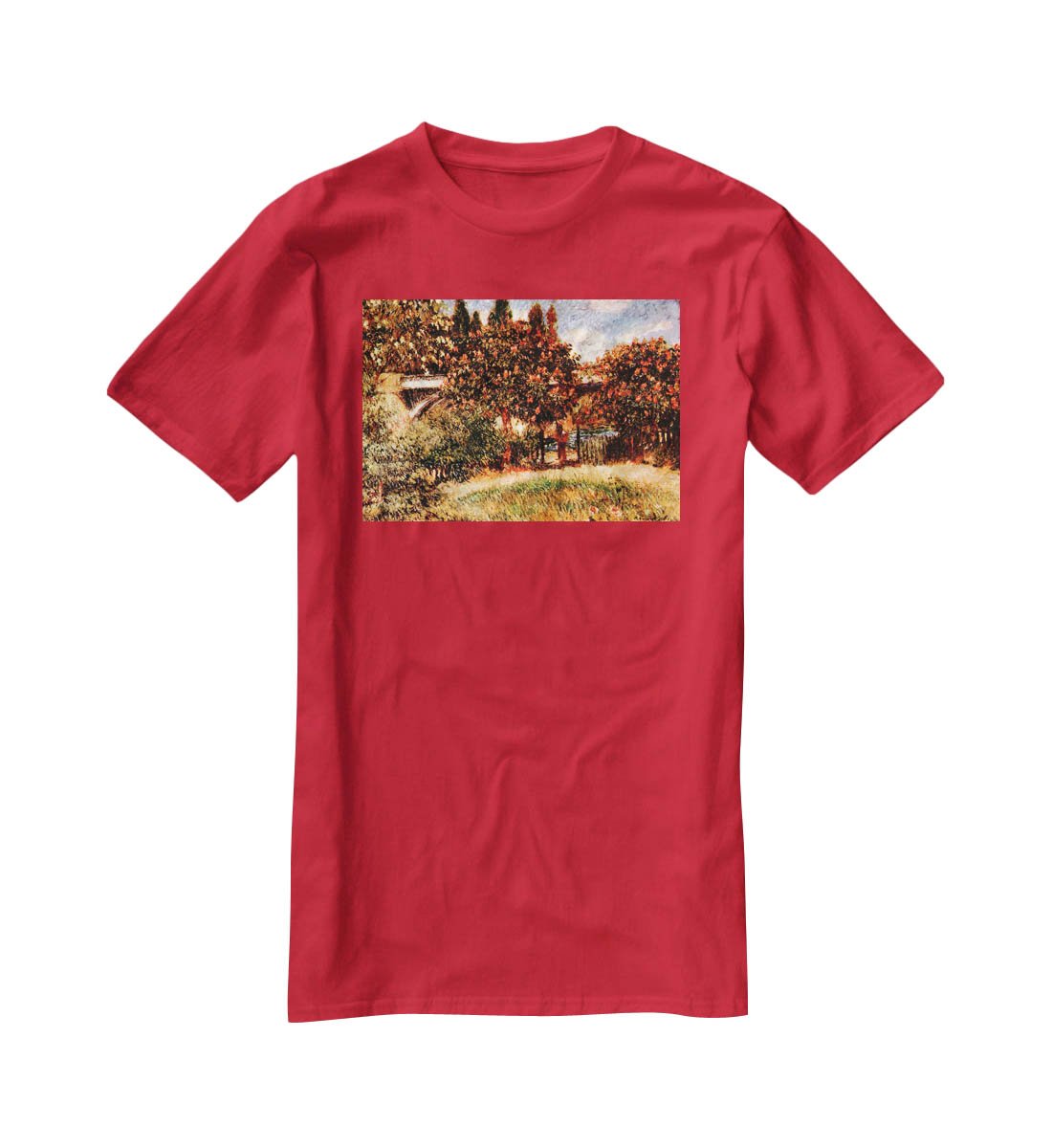 Railway bridge of Chatou by Renoir T-Shirt - Canvas Art Rocks - 4