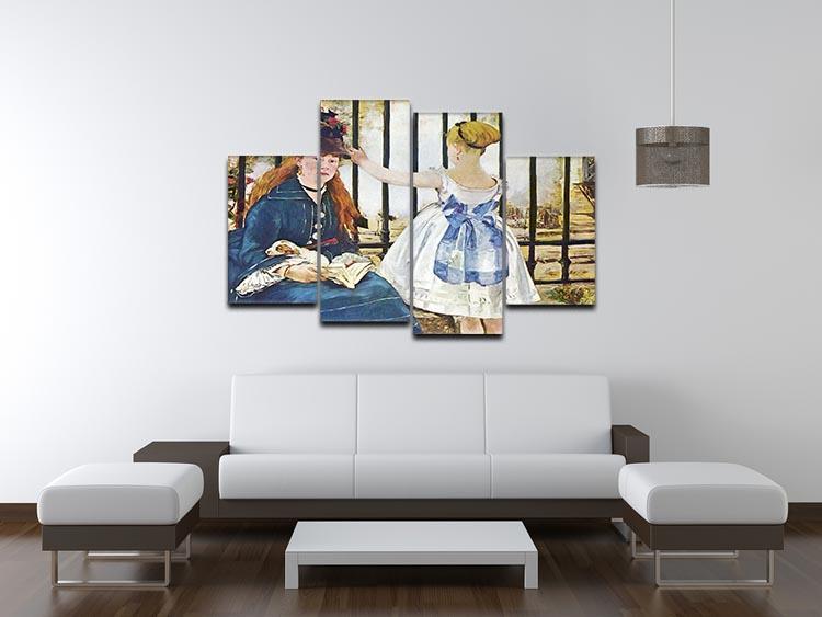 Railway by Manet 4 Split Panel Canvas - Canvas Art Rocks - 3