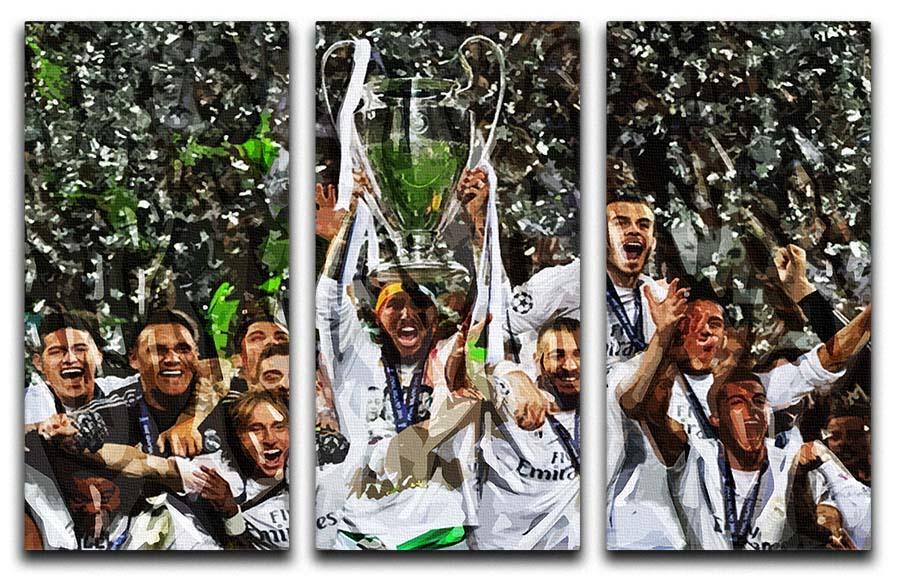 Real Madrid Champions League 2017 3 Split Panel Canvas Print - Canvas Art Rocks - 1