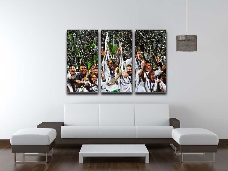 Real Madrid Champions League 2017 3 Split Panel Canvas Print - Canvas Art Rocks - 3
