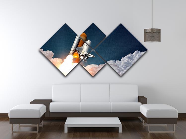 Realistic 3d Scene Of Space Shuttle 4 Square Multi Panel Canvas - Canvas Art Rocks - 3