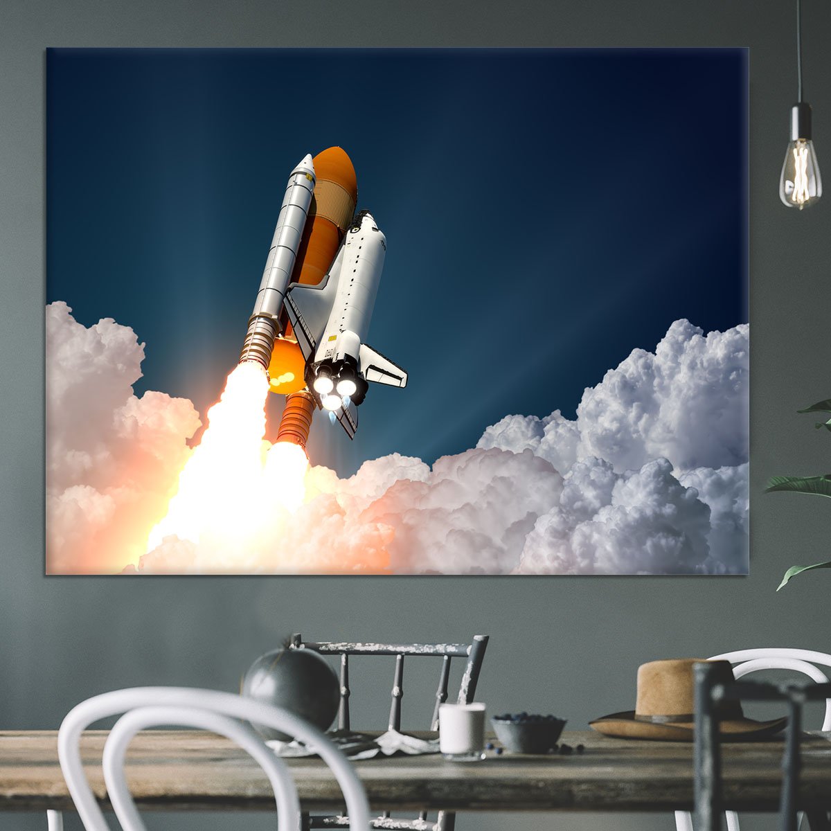 Realistic 3d Scene Of Space Shuttle Canvas Print or Poster