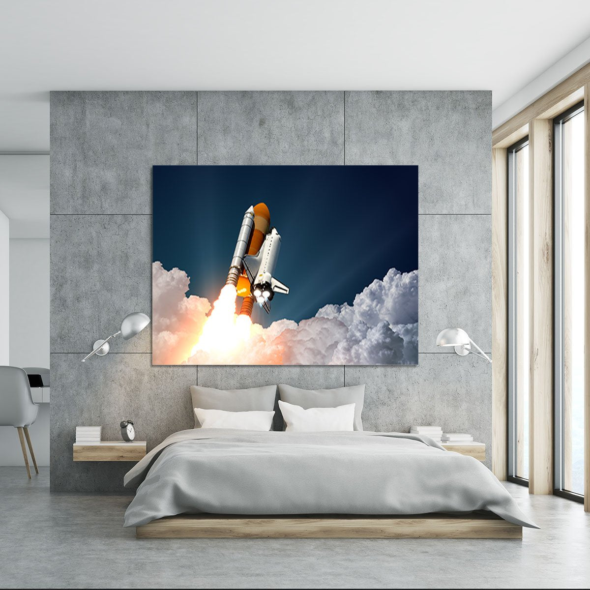 Realistic 3d Scene Of Space Shuttle Canvas Print or Poster