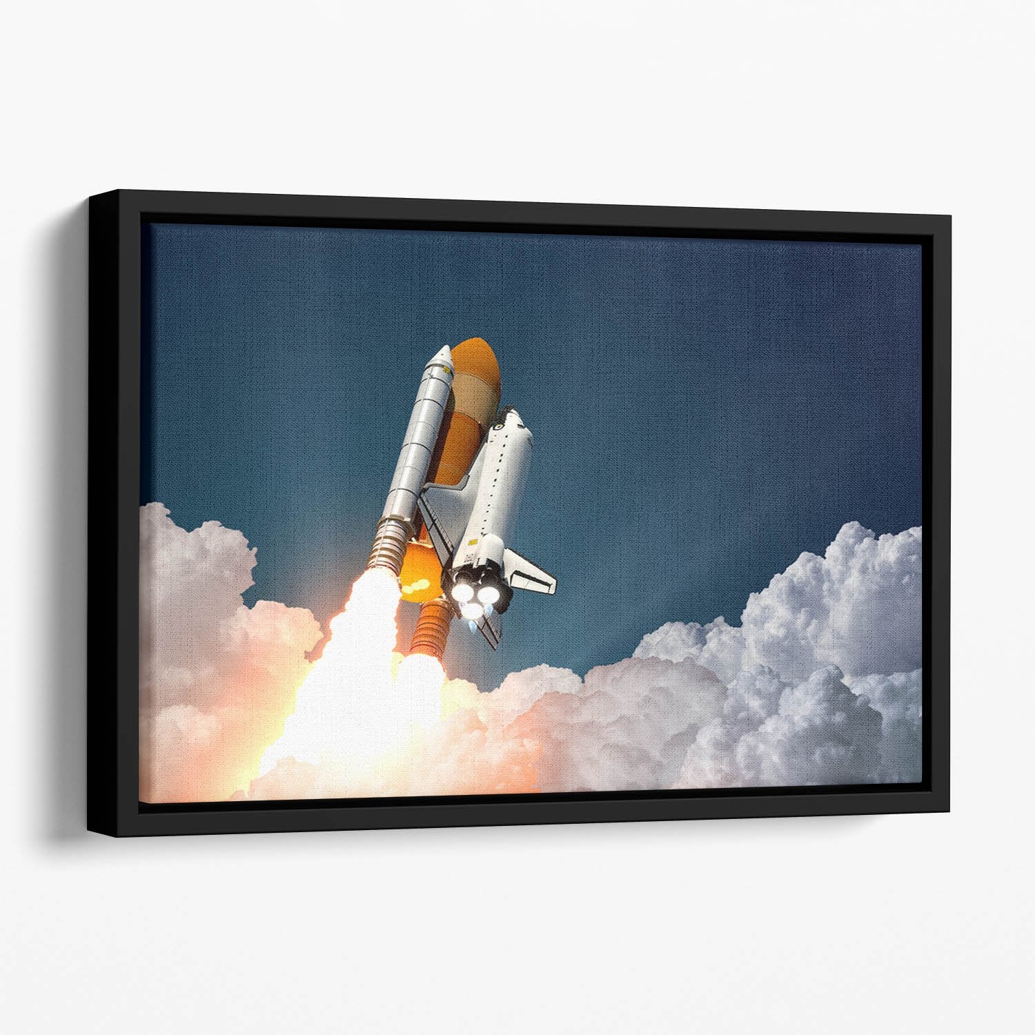 Realistic 3d Scene Of Space Shuttle Floating Framed Canvas