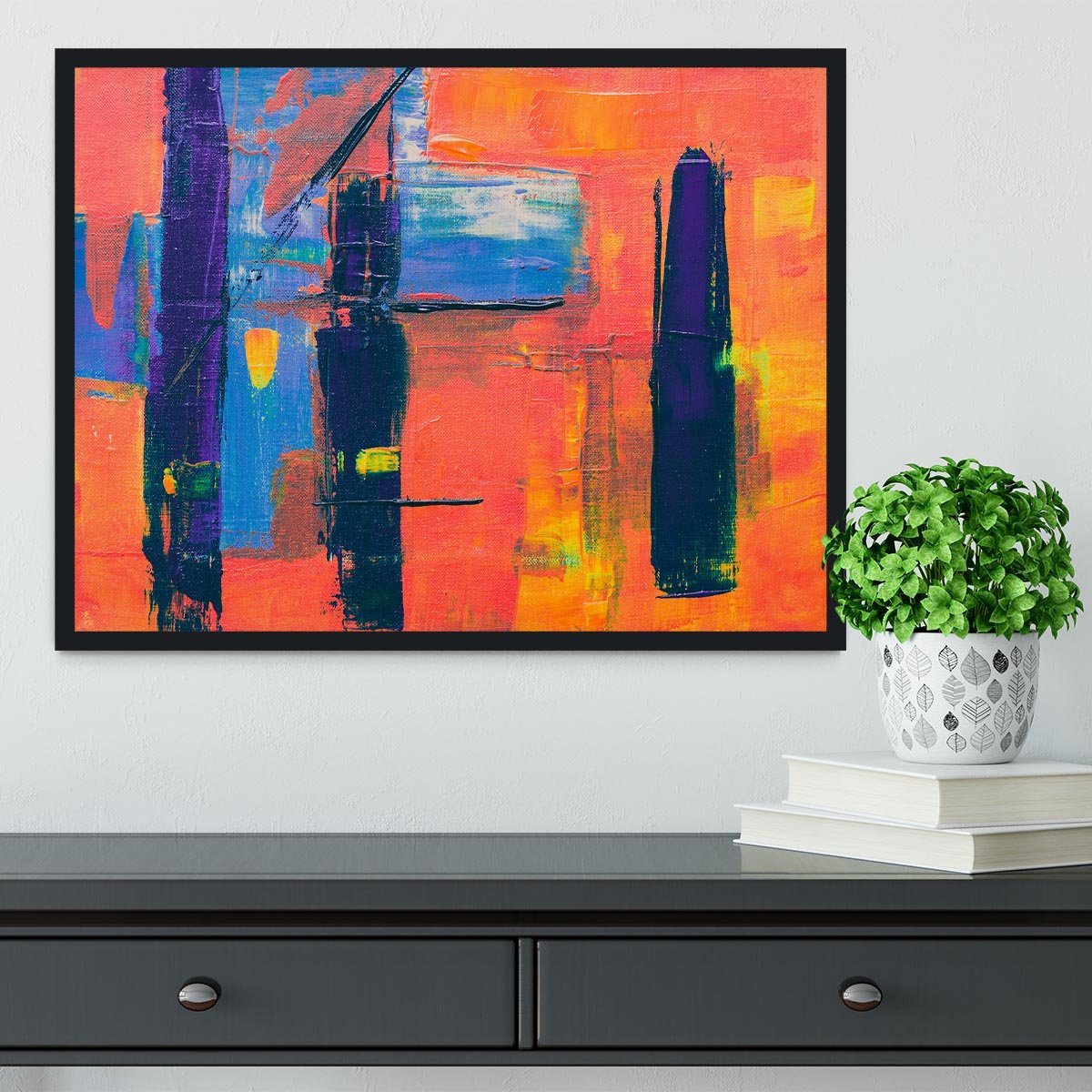 Red And Blue Abstract Painting Framed Print - Canvas Art Rocks - 2