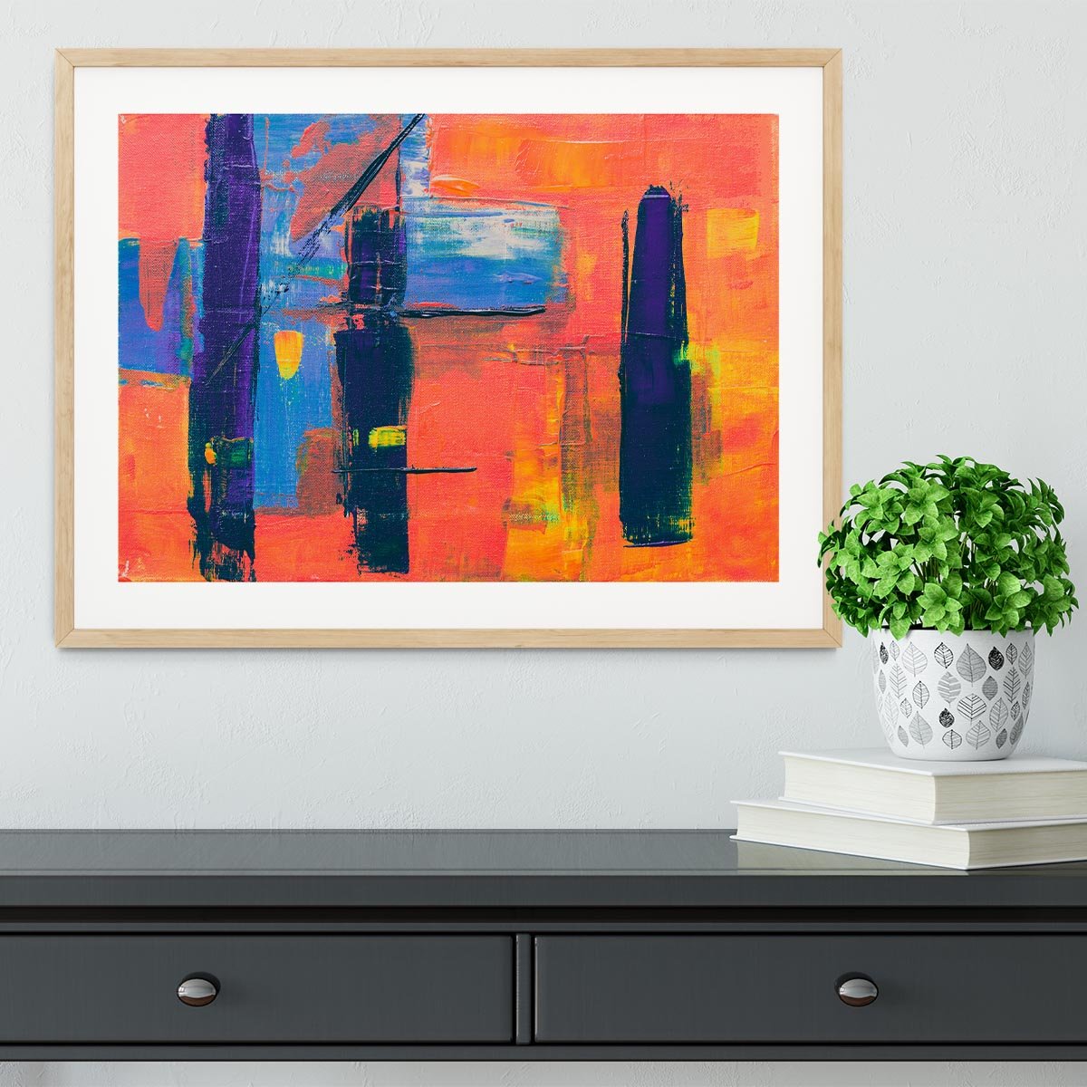 Red And Blue Abstract Painting Framed Print - Canvas Art Rocks - 3