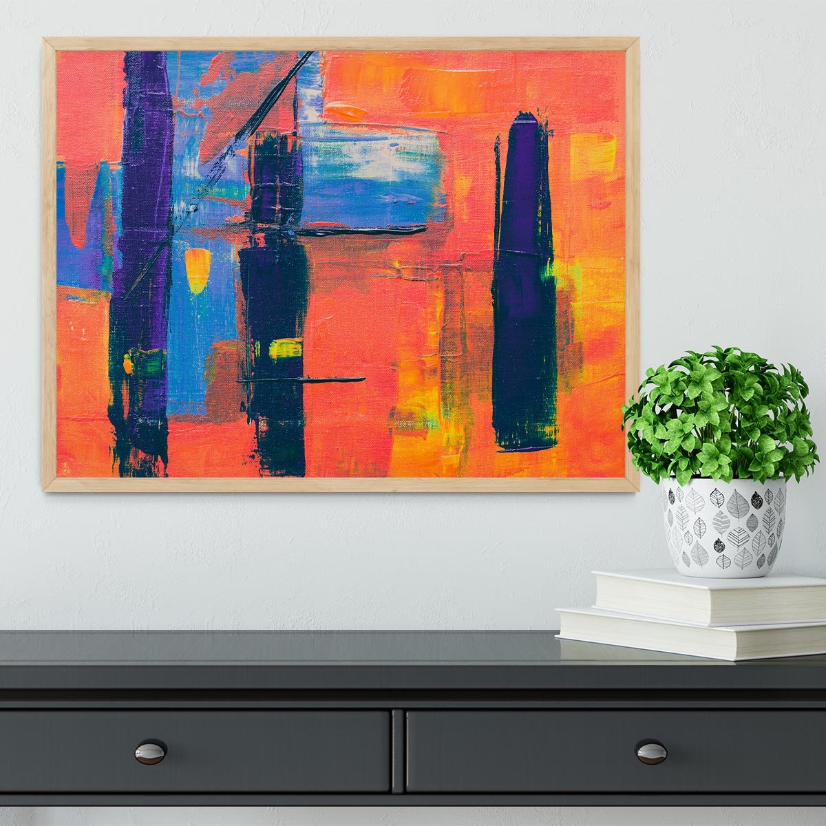 Red And Blue Abstract Painting Framed Print - Canvas Art Rocks - 4