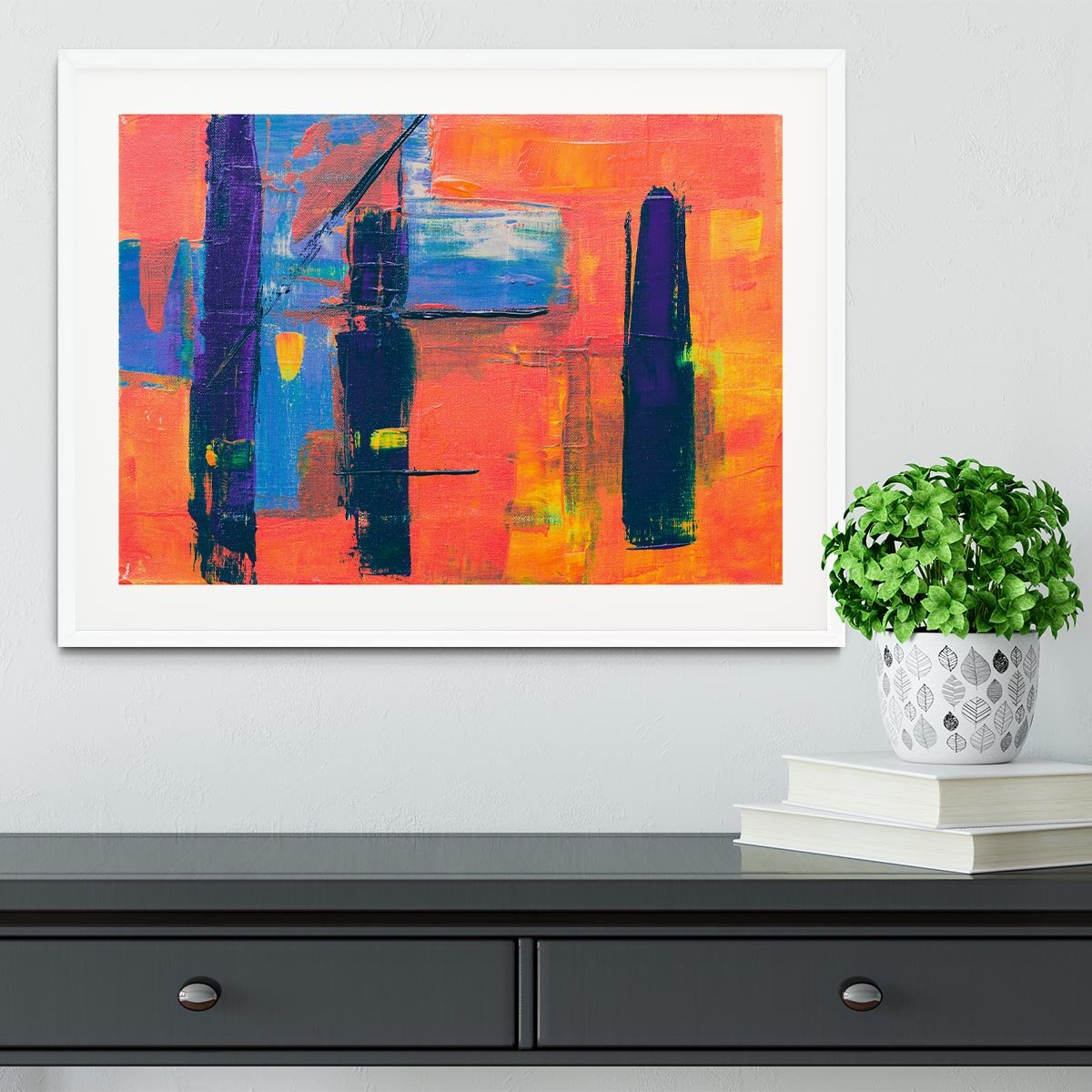 Red And Blue Abstract Painting Framed Print - Canvas Art Rocks - 5
