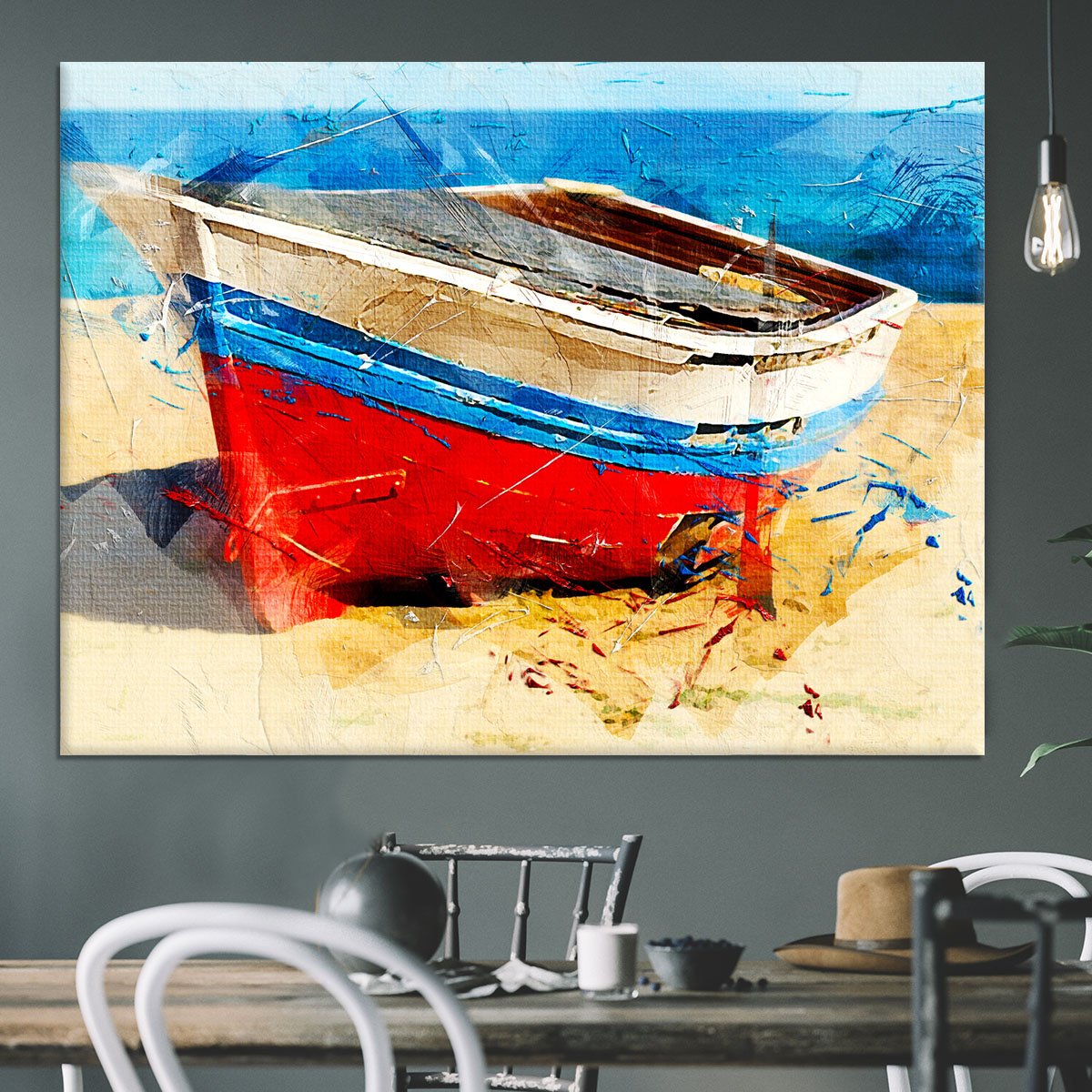 Red Boat Canvas Print or Poster