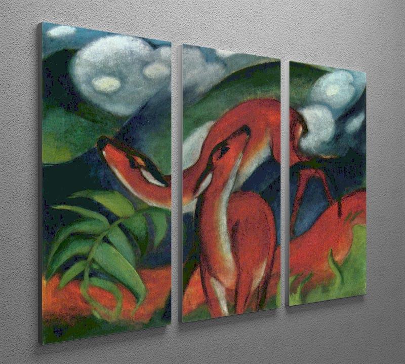Red Deer II by Franz Marc 3 Split Panel Canvas Print - Canvas Art Rocks - 2