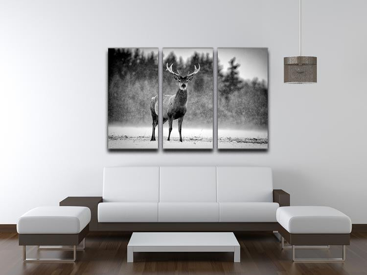 Red Deer Stag 3 Split Panel Canvas Print - Canvas Art Rocks - 3