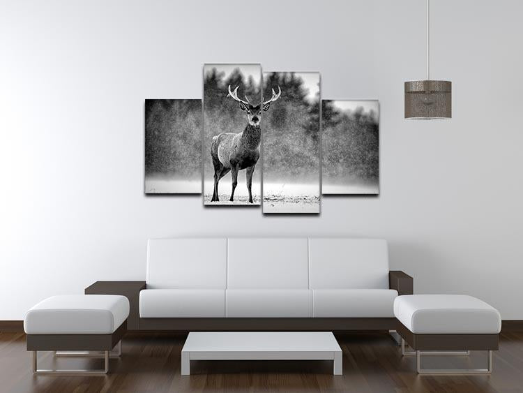 Red Deer Stag 4 Split Panel Canvas - Canvas Art Rocks - 3