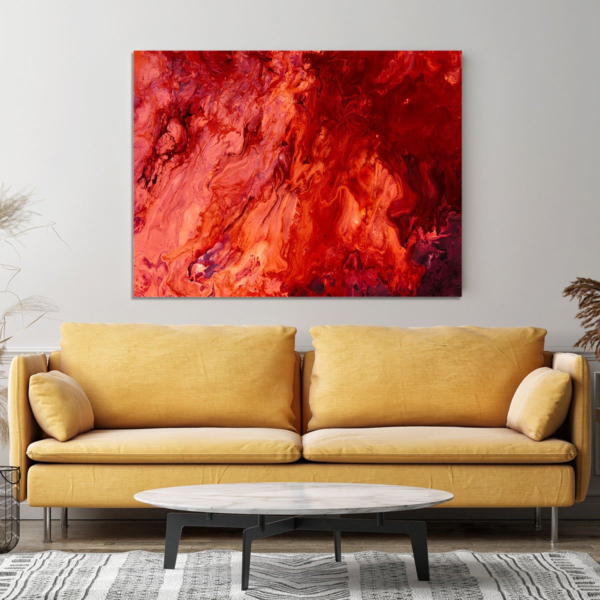 Red Flame Marble Canvas Print or Poster