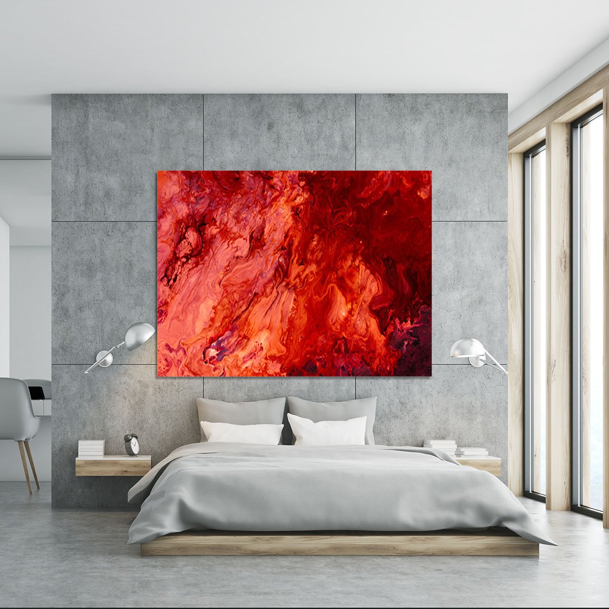 Red Flame Marble Canvas Print or Poster