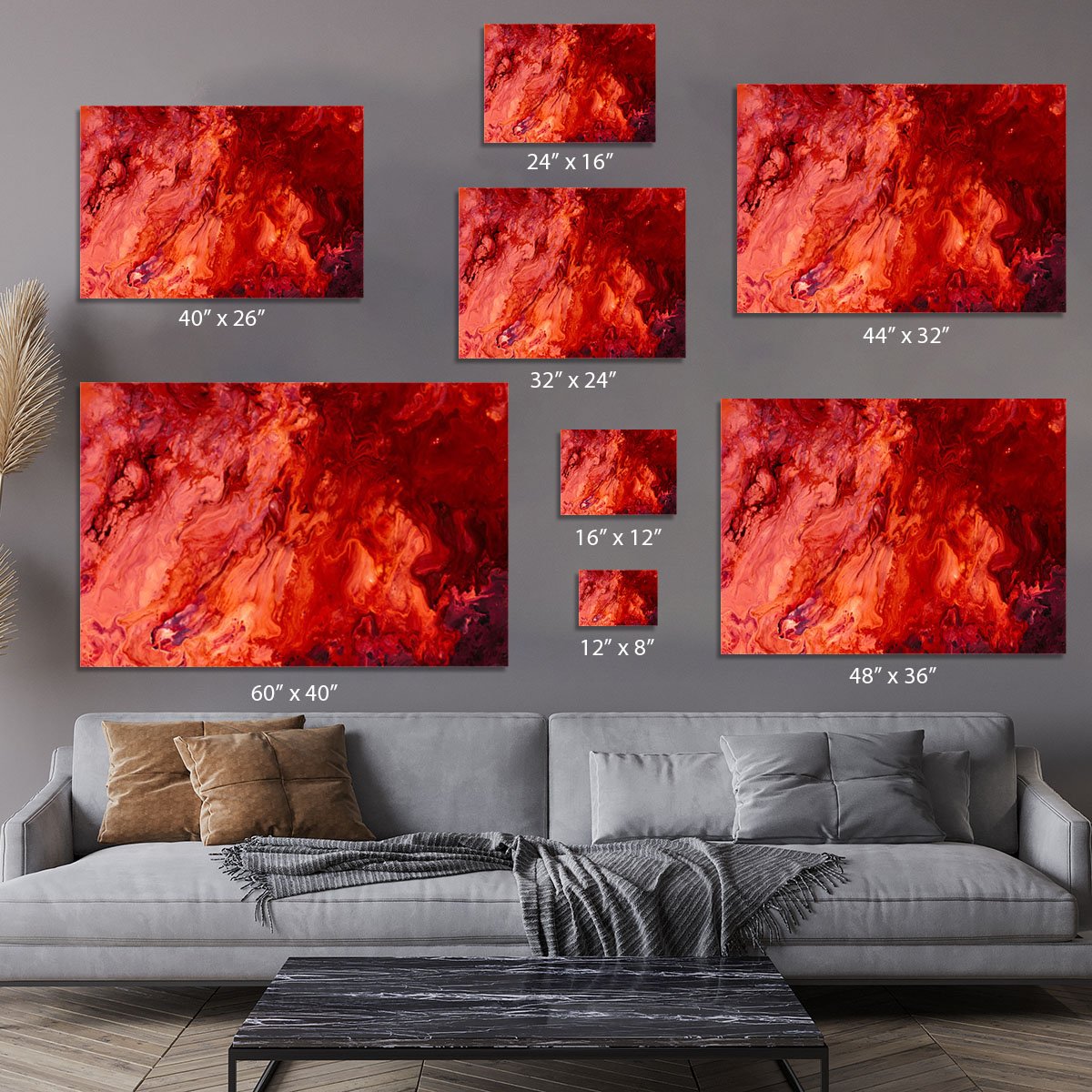 Red Flame Marble Canvas Print or Poster