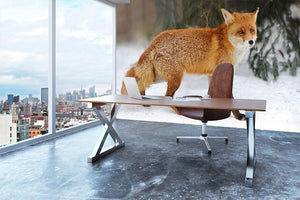 Red Fox Vulpes vulpes in winter time Wall Mural Wallpaper - Canvas Art Rocks - 3
