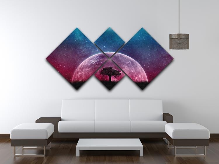 Red Moon 4 Square Multi Panel Canvas - Canvas Art Rocks - 3