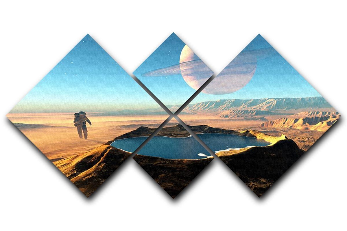 Red Planet Mars Space Walk 4 Square Multi Panel Canvas  - Canvas Art Rocks - 1