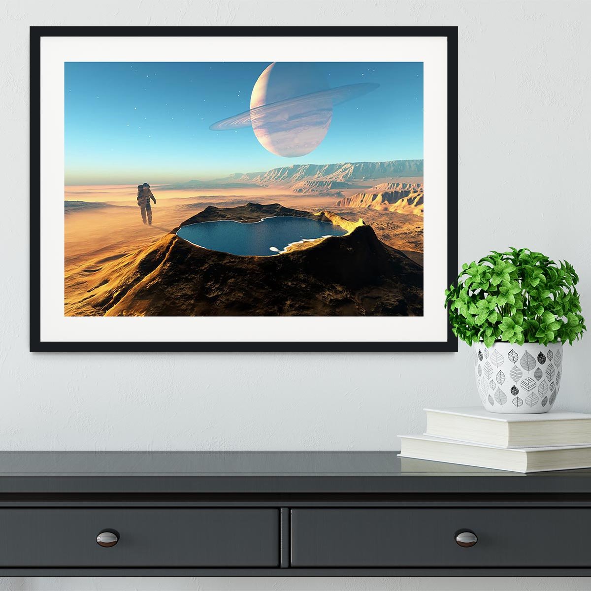 Red Planet Mars Space Walk Framed Print - Canvas Art Rocks - 1