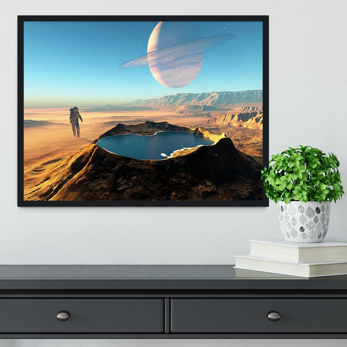Red Planet Mars Space Walk Framed Print - Canvas Art Rocks - 2