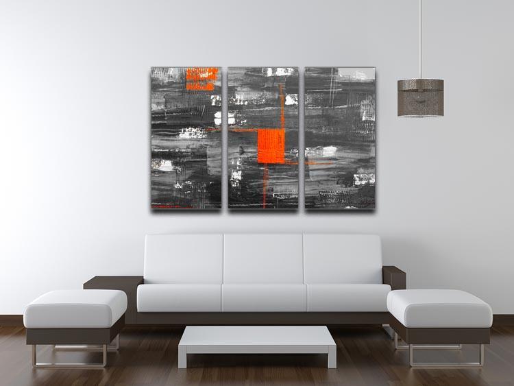Red Square 3 Split Panel Canvas Print - Canvas Art Rocks - 3