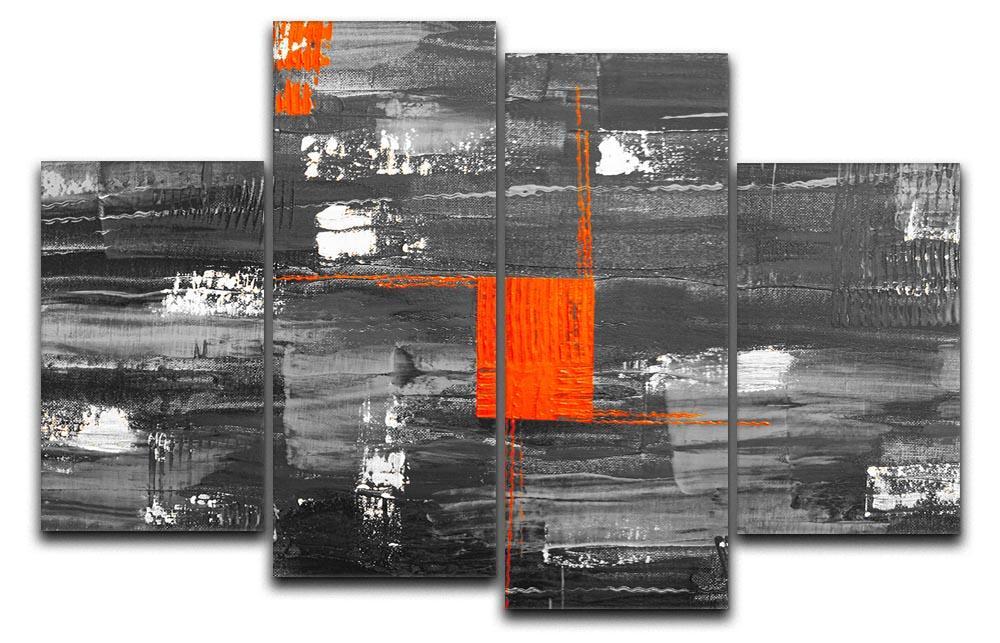 Red Square 4 Split Panel Canvas  - Canvas Art Rocks - 1