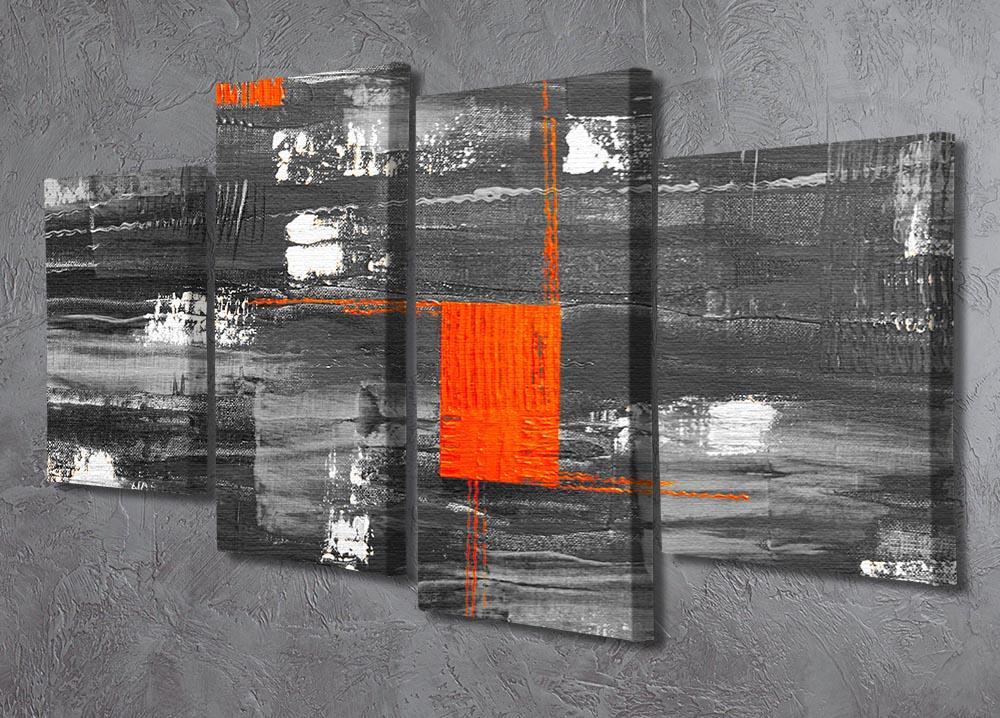Red Square 4 Split Panel Canvas - Canvas Art Rocks - 2