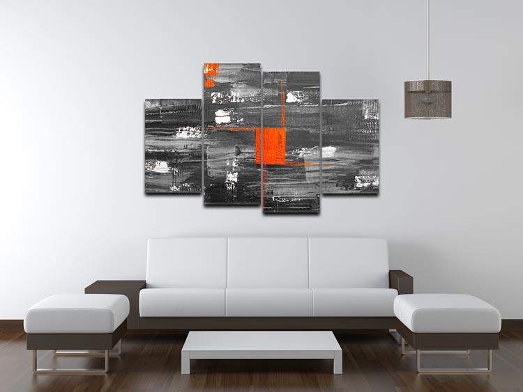 Red Square 4 Split Panel Canvas - Canvas Art Rocks - 3