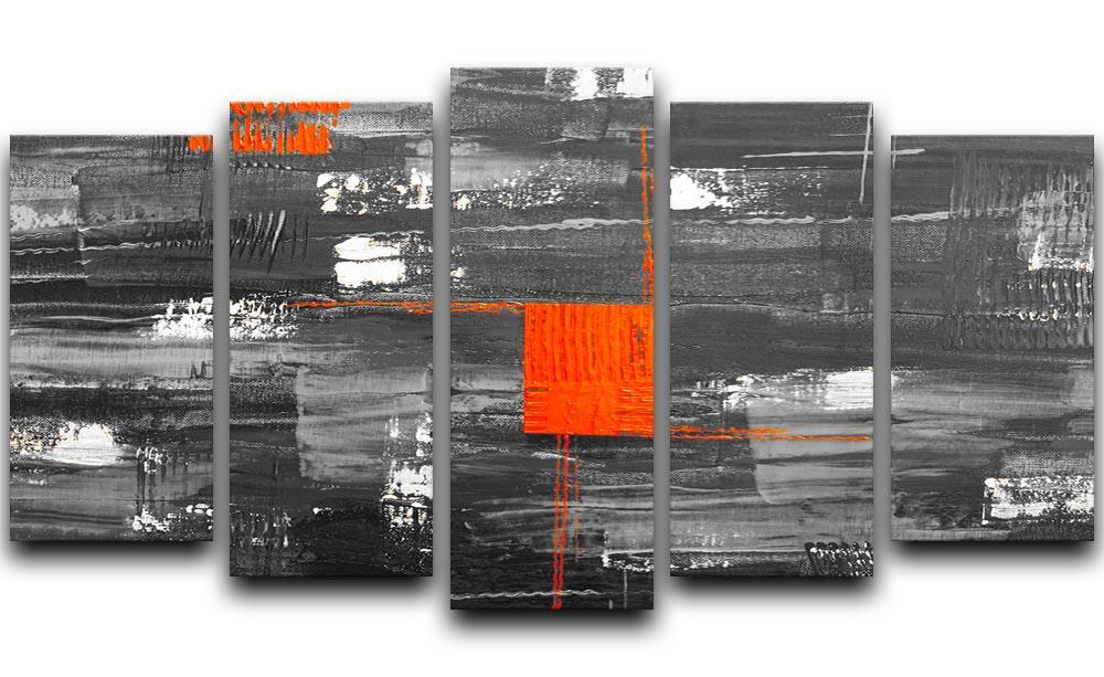 Red Square 5 Split Panel Canvas  - Canvas Art Rocks - 1