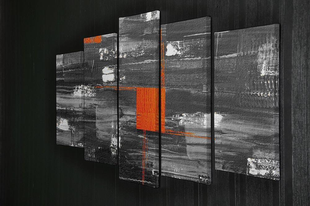 Red Square 5 Split Panel Canvas - Canvas Art Rocks - 2