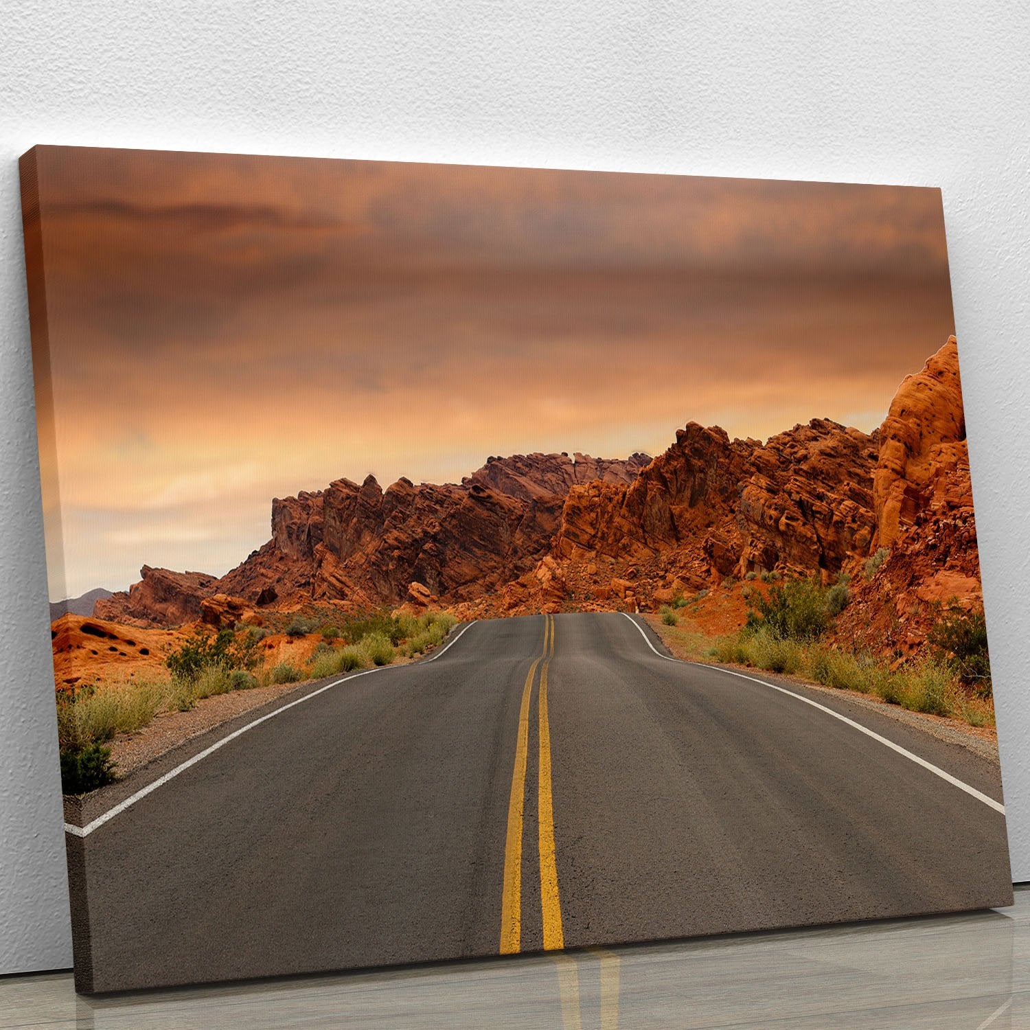 Red Sunset Mountains Canvas Print or Poster