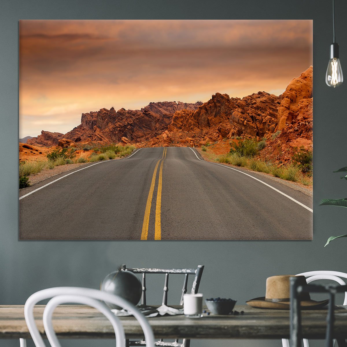 Red Sunset Mountains Canvas Print or Poster
