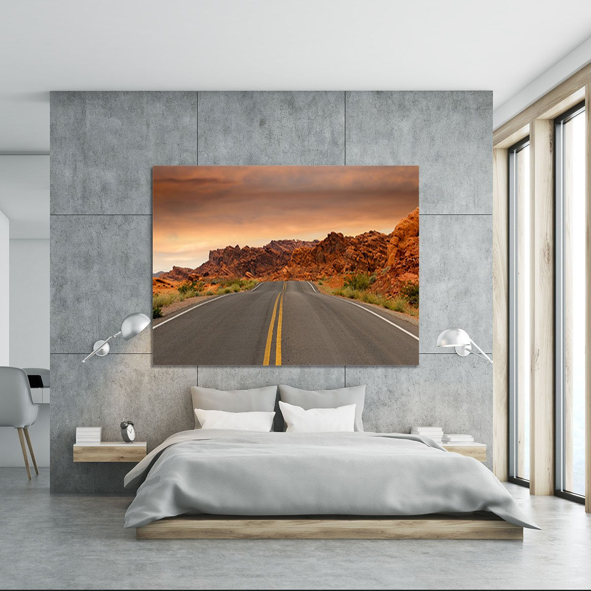 Red Sunset Mountains Canvas Print or Poster