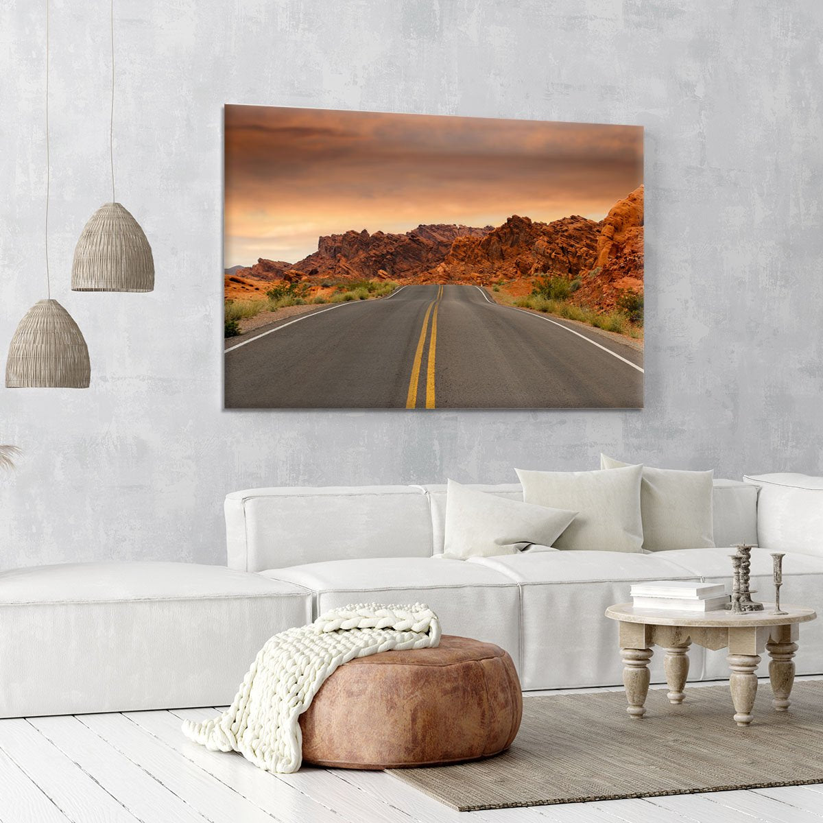 Red Sunset Mountains Canvas Print or Poster